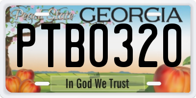 GA license plate PTB0320