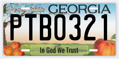 GA license plate PTB0321