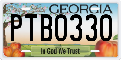 GA license plate PTB0330