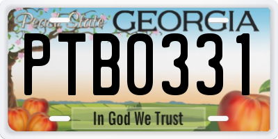 GA license plate PTB0331