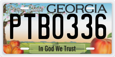 GA license plate PTB0336
