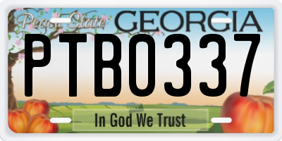 GA license plate PTB0337