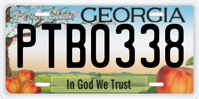 GA license plate PTB0338
