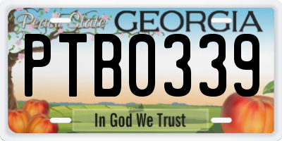 GA license plate PTB0339