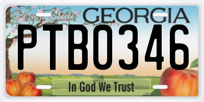 GA license plate PTB0346