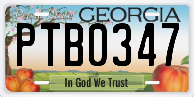 GA license plate PTB0347