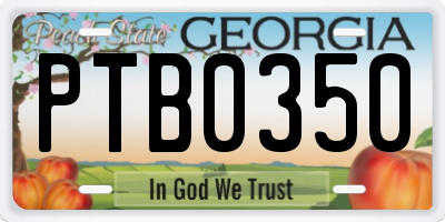 GA license plate PTB0350