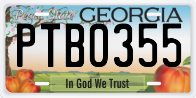 GA license plate PTB0355