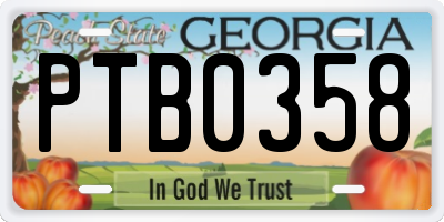 GA license plate PTB0358