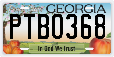 GA license plate PTB0368