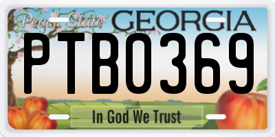 GA license plate PTB0369