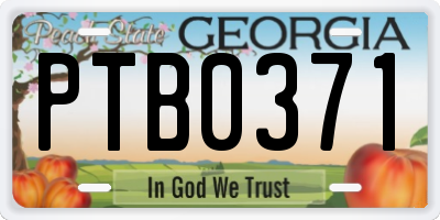 GA license plate PTB0371