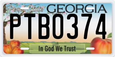 GA license plate PTB0374
