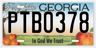 GA license plate PTB0378