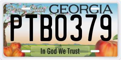 GA license plate PTB0379