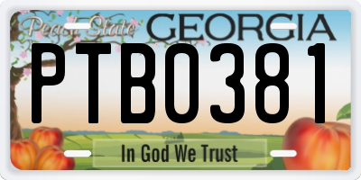 GA license plate PTB0381