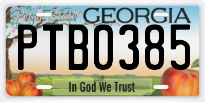 GA license plate PTB0385