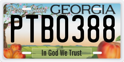 GA license plate PTB0388