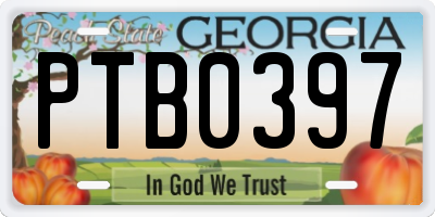 GA license plate PTB0397