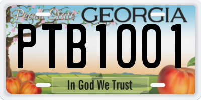 GA license plate PTB1001