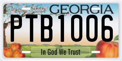GA license plate PTB1006