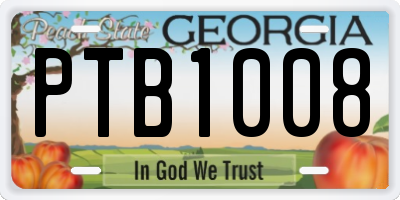 GA license plate PTB1008