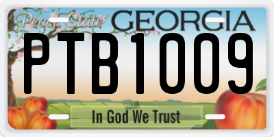 GA license plate PTB1009