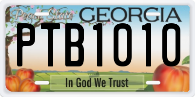 GA license plate PTB1010
