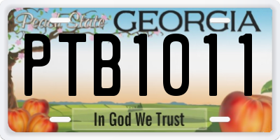 GA license plate PTB1011