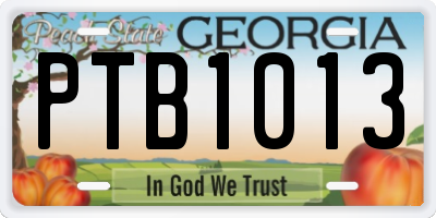 GA license plate PTB1013