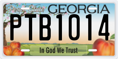 GA license plate PTB1014