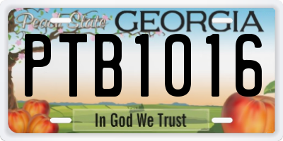 GA license plate PTB1016