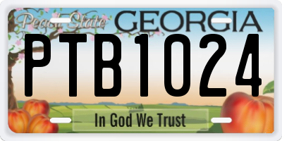 GA license plate PTB1024