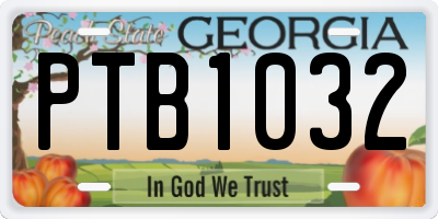GA license plate PTB1032