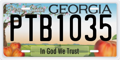 GA license plate PTB1035