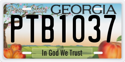 GA license plate PTB1037