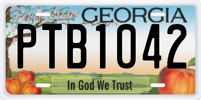 GA license plate PTB1042