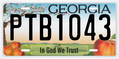 GA license plate PTB1043