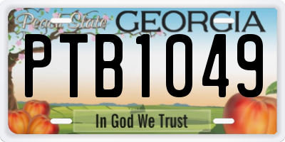 GA license plate PTB1049