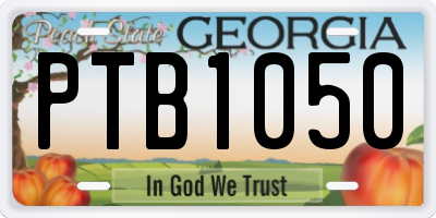 GA license plate PTB1050