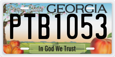 GA license plate PTB1053