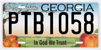 GA license plate PTB1058