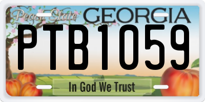 GA license plate PTB1059