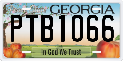 GA license plate PTB1066