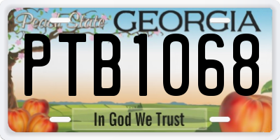 GA license plate PTB1068