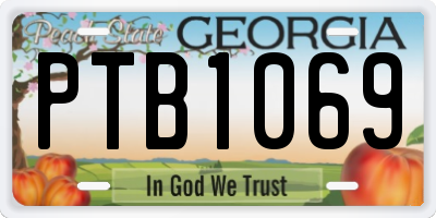 GA license plate PTB1069