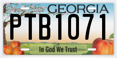 GA license plate PTB1071
