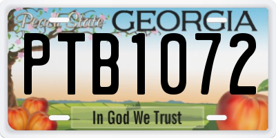 GA license plate PTB1072
