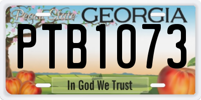 GA license plate PTB1073