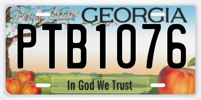GA license plate PTB1076